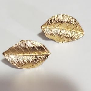 DAINTY Little Golden Leaf Earrings Post Pierced